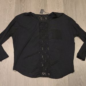 Oh Concept Black Lace Tee L/XL NWT